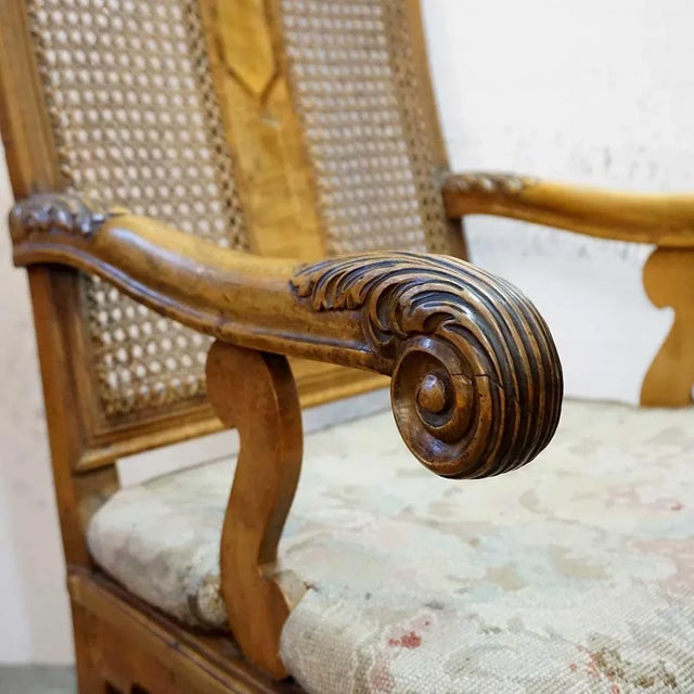 Scandinavian Regence Caned Walnut Armchair For Sale - Image 4 of 10