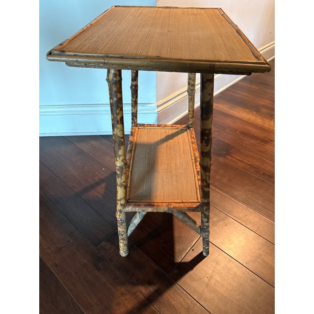 Wood Antique French Tortoise Wood and Grasscloth Occasional Table For Sale - Image 7 of 7