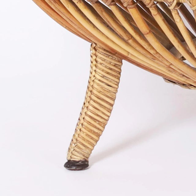 Drum Form Rattan and Leather Coffee Table For Sale In West Palm - Image 6 of 10