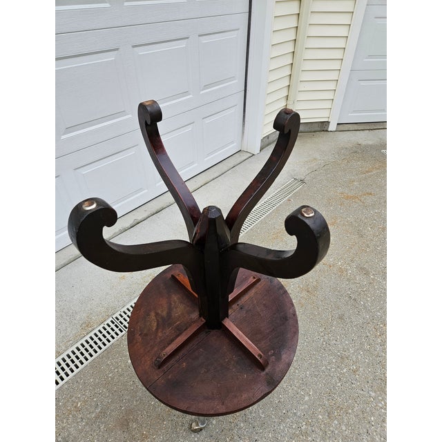 Primitive Round Wooden Pedestal Pub Table For Sale - Image 17 of 18