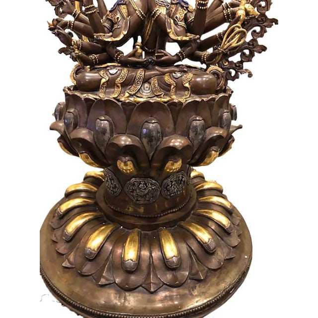 Mid 20th Century Mid 20th Century One Thousand Hands Bronze Deity Sculpture For Sale - Image 5 of 7