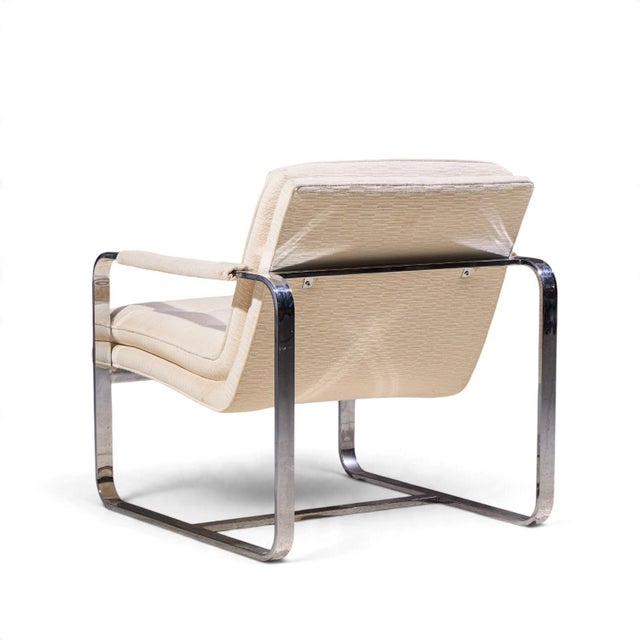 Chrome Milo Baughman Style Mid Century Chrome Lounge Chairs - Pair For Sale - Image 8 of 12