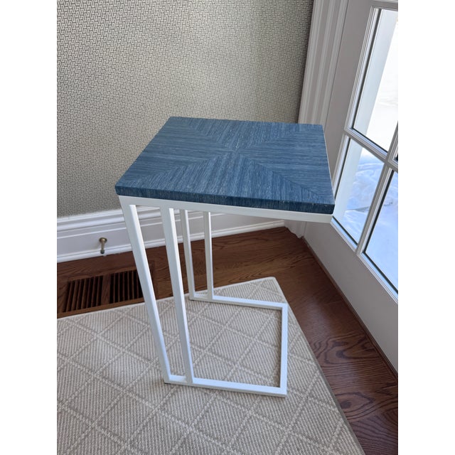 American Keith Fritz Fine Furniture Sidecar in Ceylon Blue For Sale - Image 3 of 15