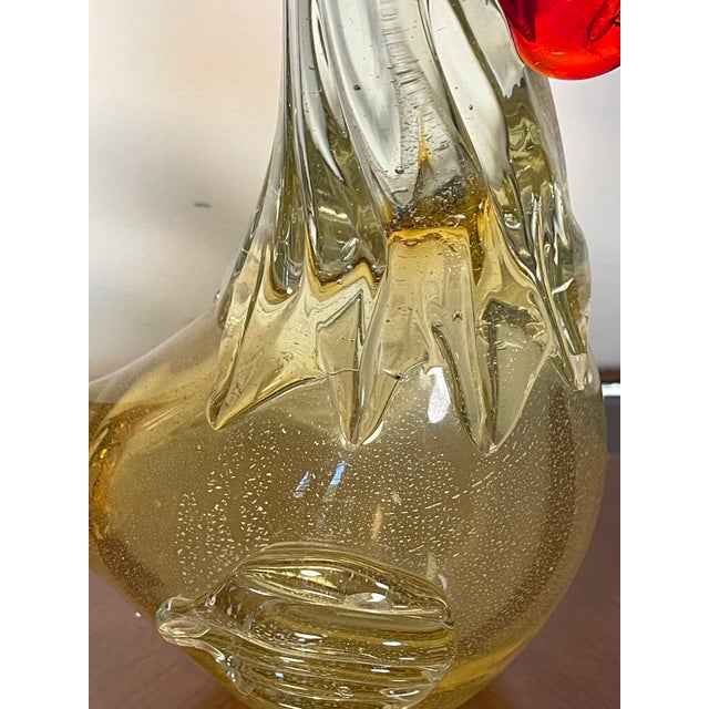 1960s 1960s Italian Blown Glass Rooster Figurine W Gold Specks For Sale - Image 5 of 7
