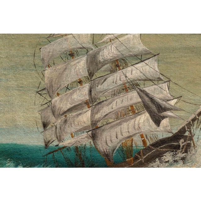 1920s 1925 Schooner Painting by M. Johnson For Sale - Image 5 of 6