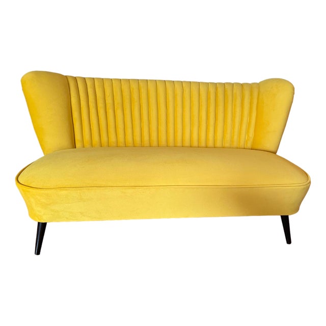 Mid-Century Scandinavian Modern Velvet Sofa, 1950s For Sale