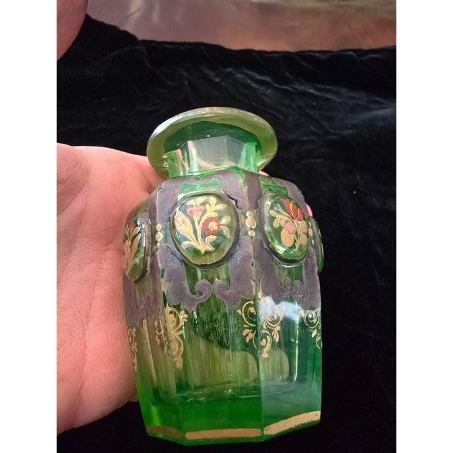 Antique Moser Bohemian Glass Emerald Green Tea Caddy For Sale - Image 13 of 13