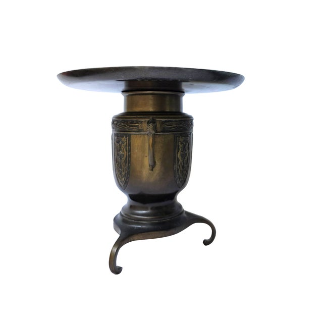 A museum-quality sculptural showpiece, this antique Japanese bronze Usubata represents the intersection of ceremonial...