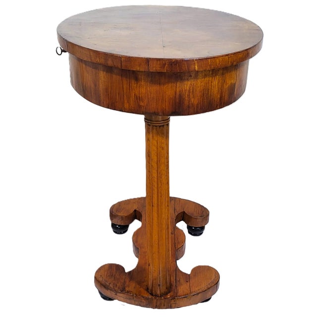 1900 - 1909 19th C Austrian / German Carved Column Biedermeier Oval Library Desk For Sale - Image 5 of 18