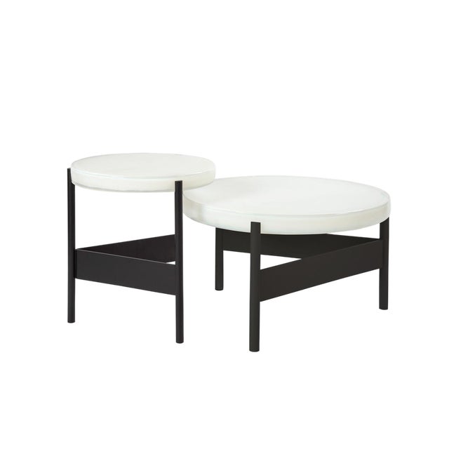 Alwa Two Big 5601wb Side Table with White Top and Black Base by Sebastian Herkner for Pulpo For Sale