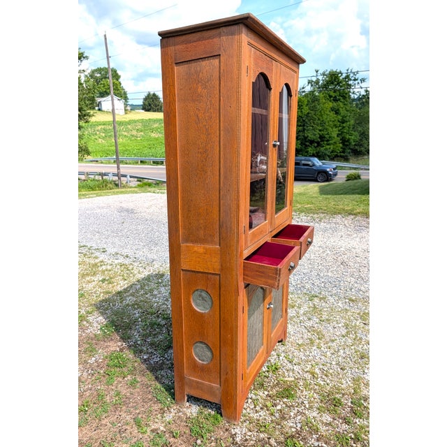 Antique Oak Flat Wall Pie Safe Cupboard W Pierced Tin Panel Bottom 1900s 1 Piece For Sale - Image 10 of 18