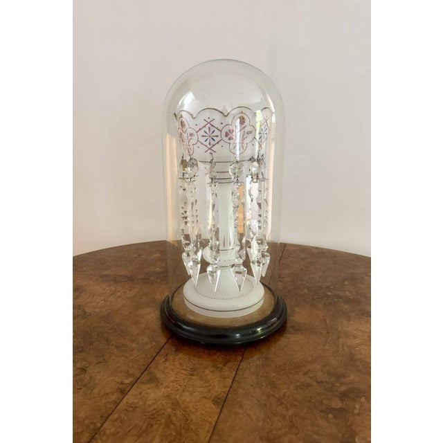 Antique Victorian Glass Lustre and Glass Dome, 1880, Set of 2 For Sale - Image 3 of 10