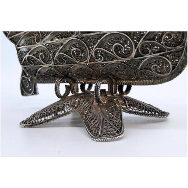 Silver Filigree Caravel with Enamelled Crosses on the Sails and Mast For Sale - Image 6 of 10
