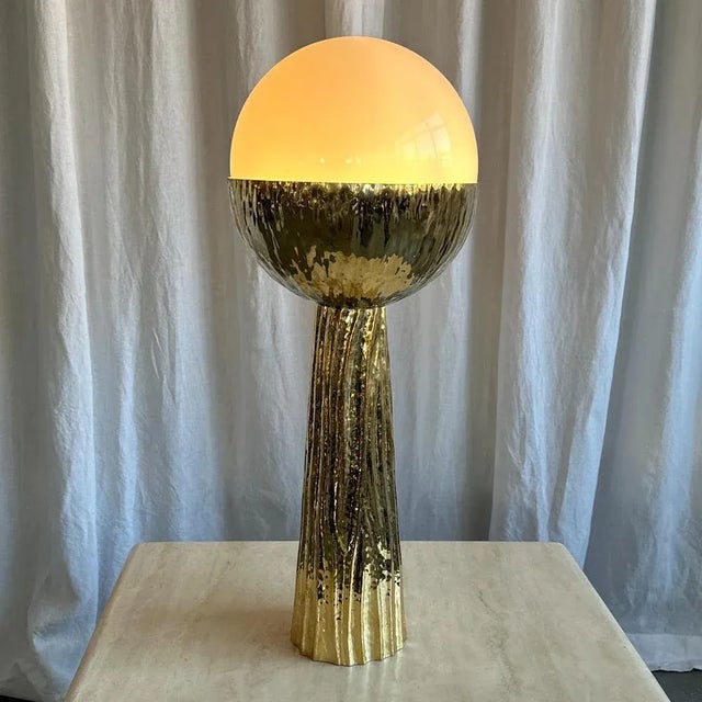 Beautiful Italian modern brass and opaline glass ‘Cactus’ floor or table lamp from the 2000s. Not only a pure aesthetic...