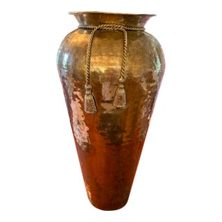 Vintage Brass Vase With Modeled Brass Tassel For Sale