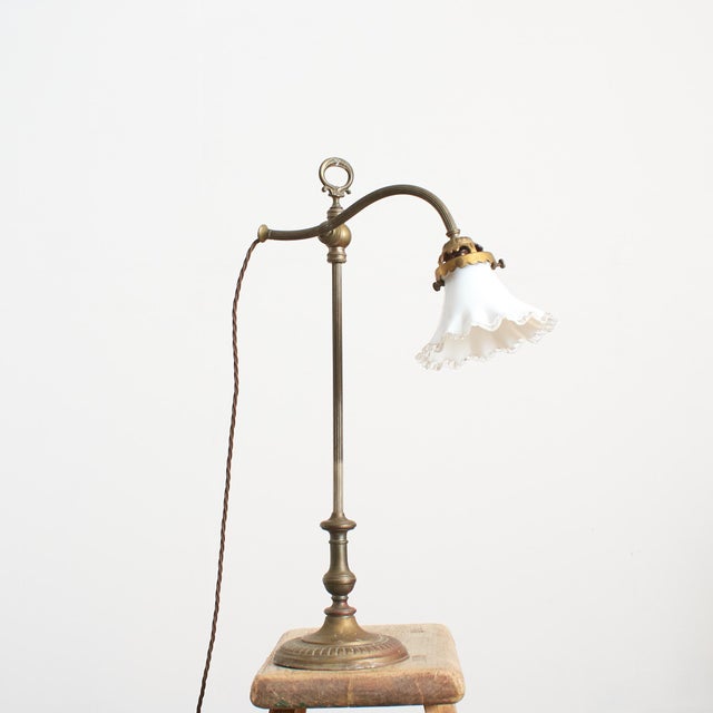 Antique French Brass Rise and Fall Pump Desk Lamp, 1890s For Sale - Image 11 of 11