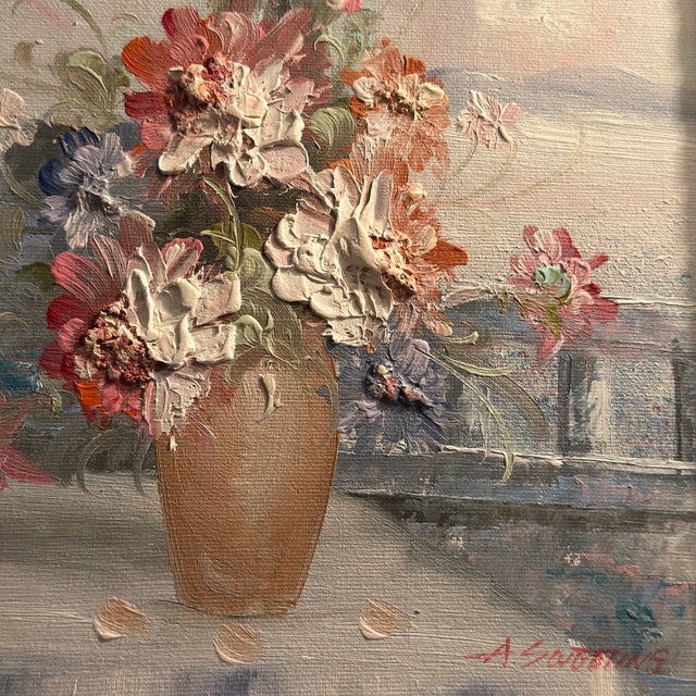 Vintage Impasto Floral Oil Painting on Canvas, Signed "A. Sweeting" For Sale - Image 11 of 16