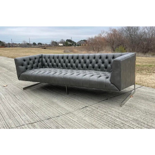 Mid-Century Modern Milo Baughman Tufted Cantilever Sofa For Sale - Image 3 of 3