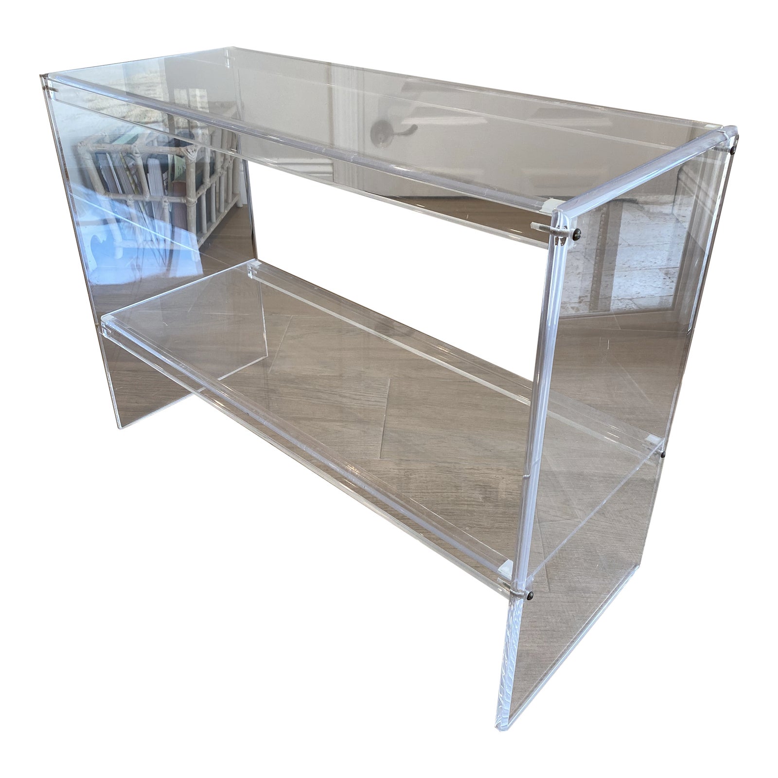 Vintage Mid Century Modern Lucite 2 Tier Shelf Chairish