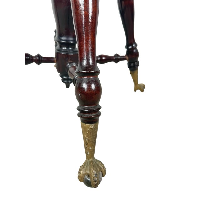 Antique Victorian Style Adjustable Piano Stool With Glass Ball-and-Claw Feet For Sale In Philadelphia - Image 6 of 16