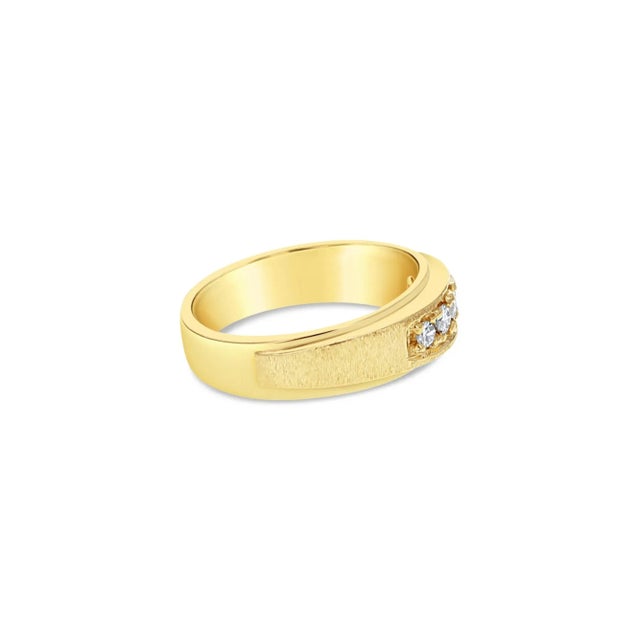 Contemporary Brushed Matte Finish Diamond Wedding Band European Shank, Size 7 For Sale - Image 3 of 5