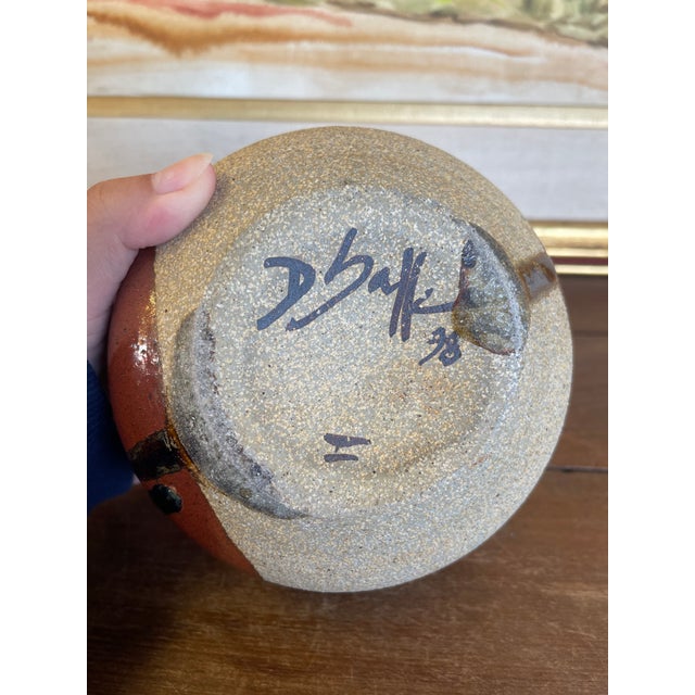 Vintage Studio Pottery Vase, Signed and Dated 1998, Rounded Form With Drip Glaze For Sale - Image 9 of 9
