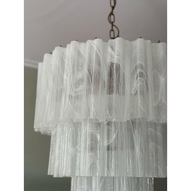 White Large Bold Eclectic White Murano Chandeliers, Set of 2 For Sale - Image 8 of 13