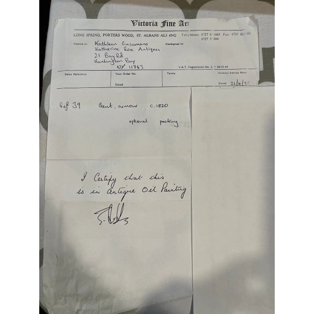 Textile Antique English Oil Painting Portrait of Gent in Armor Circa 1820 For Sale - Image 7 of 9