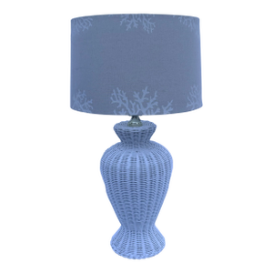 Late 20th Century Coastal Chic White Wicker Ginger Table Lamp