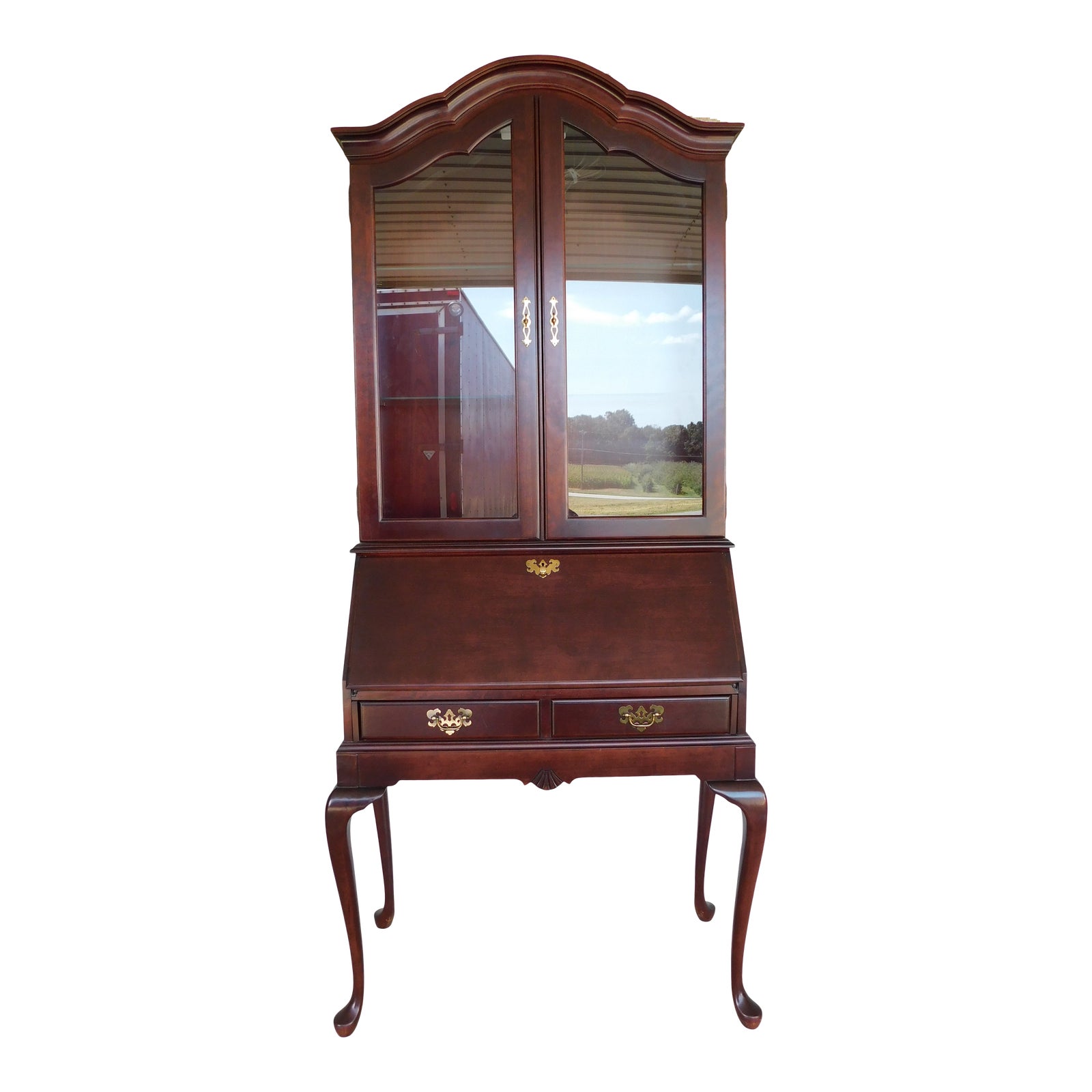 Jasper Queen Anne Cherry Slant Front Secretary Desk Lighted