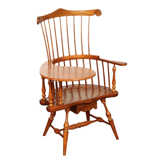 Frederick Duckloe Cherry Windsor Style Writing Armchair For Sale