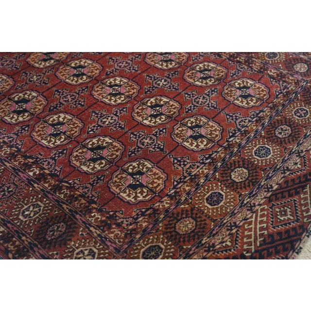 Red Antique Turkmen Rug 3'8'' x 5'10'' For Sale - Image 8 of 11