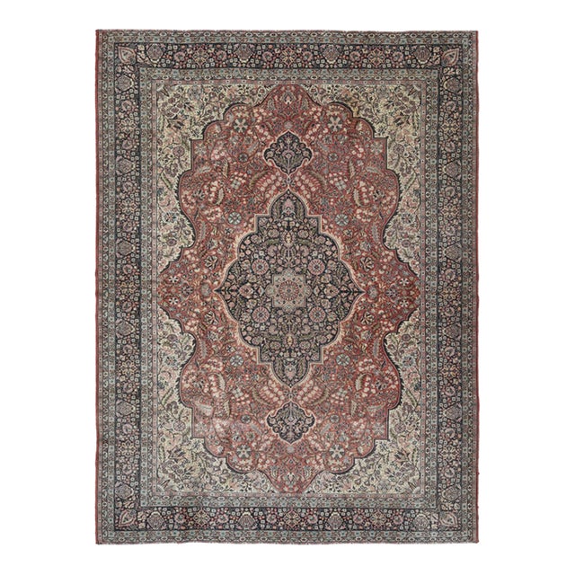 1970s Vintage Persian Handmade Wool 8x11 Red Area Rug For Sale