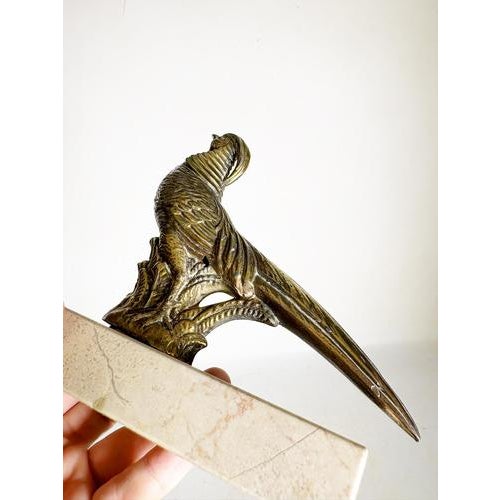 Rooster Bookends in Marble and Brass, France, 1970, Set of 2 For Sale - Image 11 of 12
