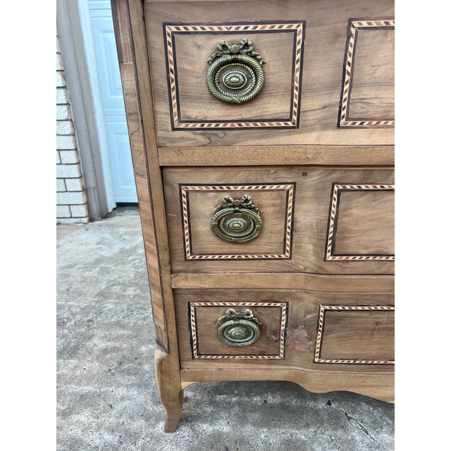 Wood French 19th Century Louis XVI Bleached Walnut Marble Top Commode For Sale - Image 7 of 12