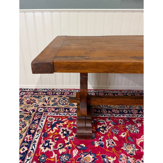 Antique French Country Farm Dining Table Farmhouse Trestle Base Oak c.1890s For Sale - Image 17 of 18