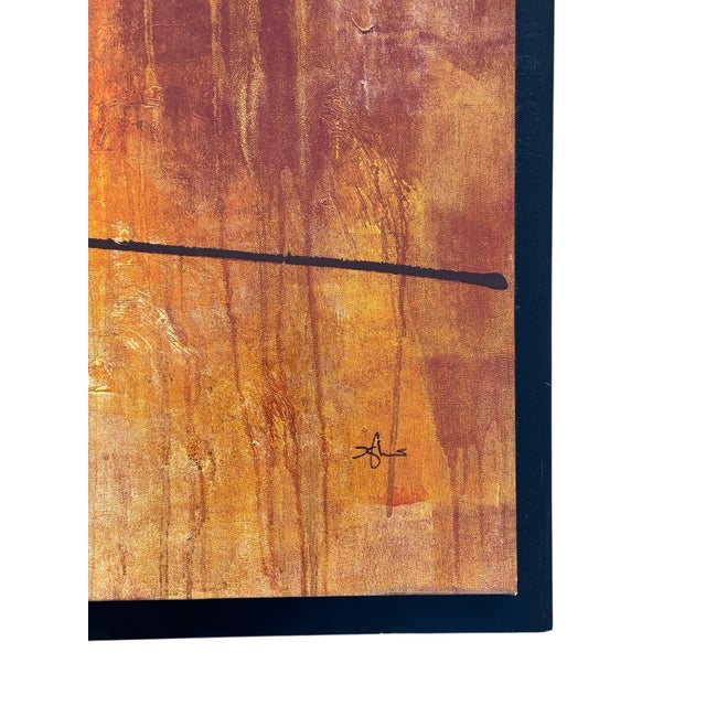 Late 20th Century Pair of Red & Gold Abstract Paintings For Sale - Image 9 of 18