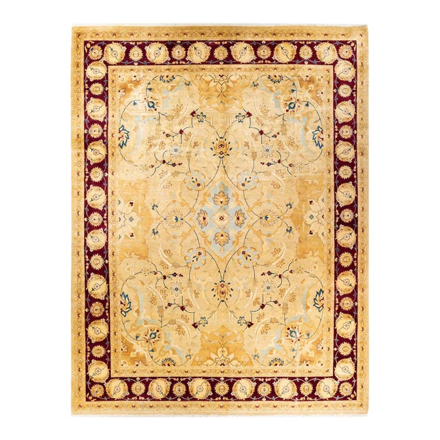 Mogul, One-of-a-Kind Hand-Knotted Area Rug - Yellow, 9' 2" x 12' 0" For Sale