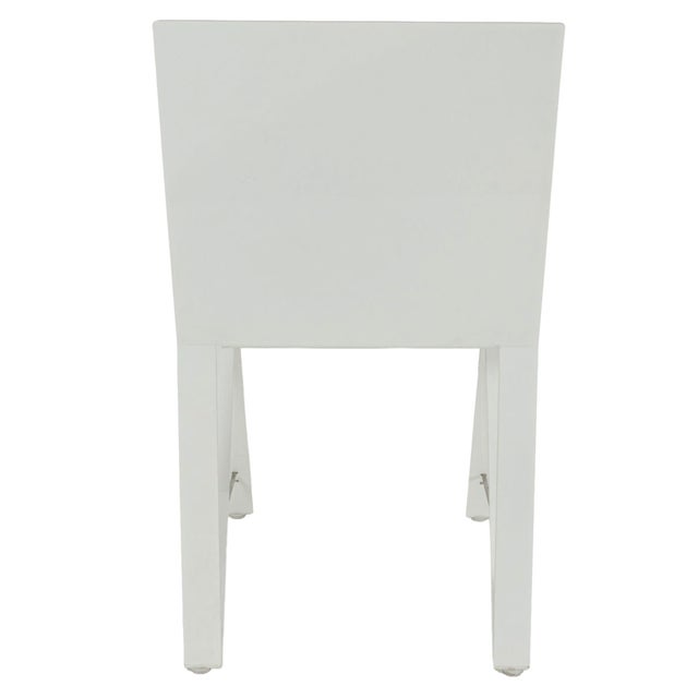 Early 21st Century Minimalist White Enameled Metal Chair / Postmodern Geometric Accent Chair For Sale - Image 5 of 7