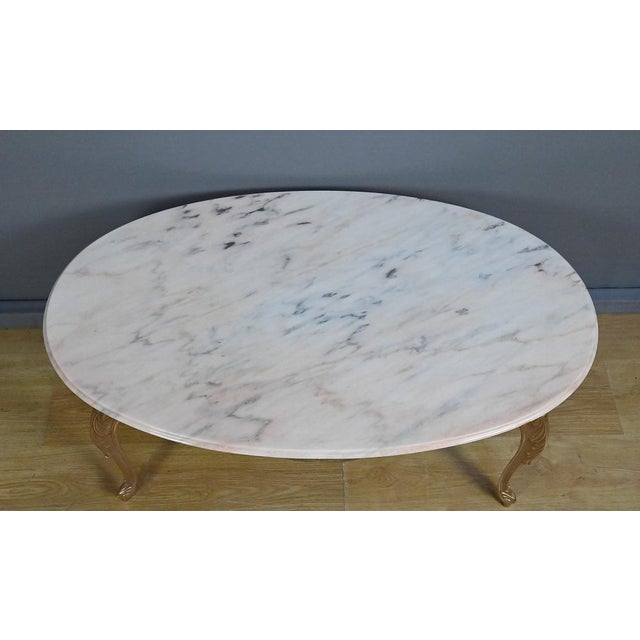 1950s Mid-20th Century Louis XV Style Coffee Table in Marble and Brass, 1950s For Sale - Image 5 of 18