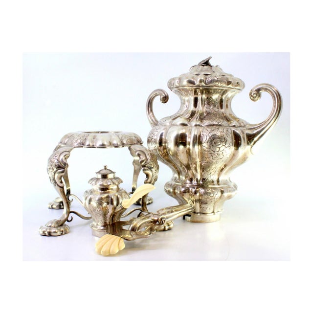 Samovar with Lamp in Gummed Silver For Sale - Image 5 of 10