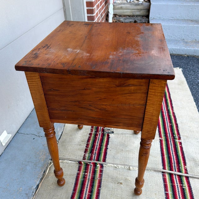 A Nice Antique Pennsylvania Sheraton Cherry and Tiger Maple 2 Drawer Side Table, Circa 1830’s Lancaster County, PA circa...