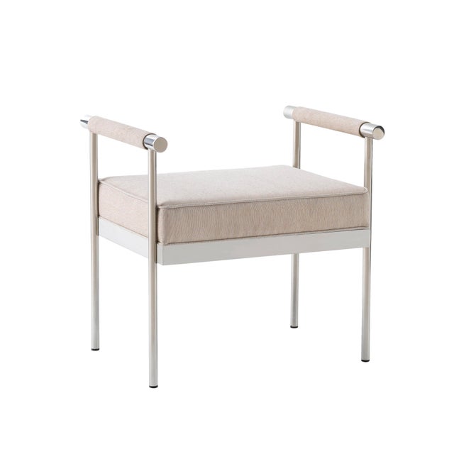 Diva Cream Velvet Bench For Sale - Image 11 of 11