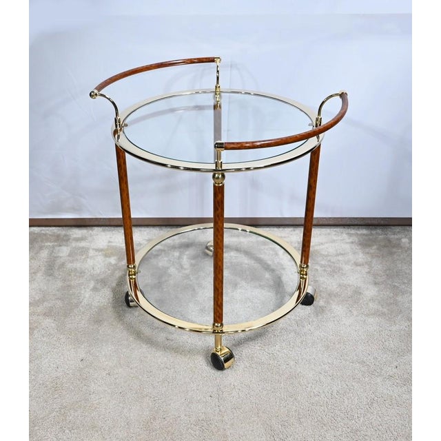 Roller Table in Glass and Gold Metal, 1980s For Sale - Image 11 of 15