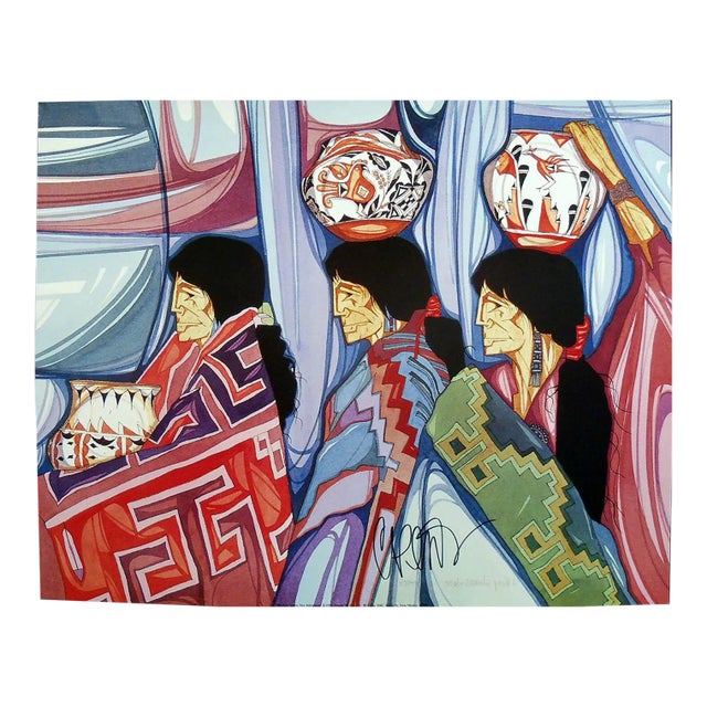 1990s Amado Pena Tres Artesanas Hand Signed Fine Art Print For Sale