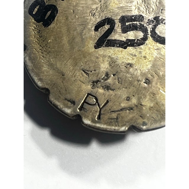 1970s Native American Vintage Spiderweb, Turquoise Sterling Silver Pendant For Sale In South Bend - Image 6 of 6