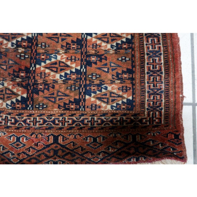 1900s, Handmade Antique Turkmen Yomud Collectible Mat Rug 1.3' X 1.6' For Sale - Image 9 of 9
