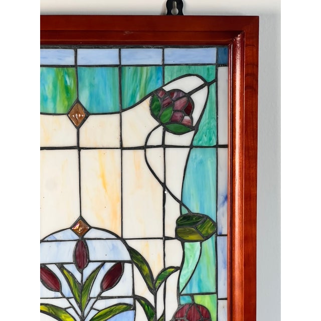 Vintage Stained Glass Wall Hanging 32x20 For Sale In Boston - Image 6 of 9