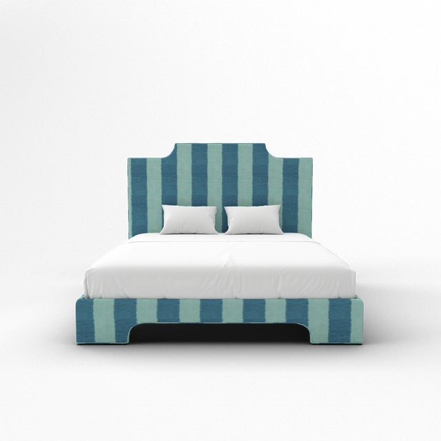 Elevate your bedroom with this luxurious upholstered bed, available exclusively on Chairish. Expertly crafted in the USA...