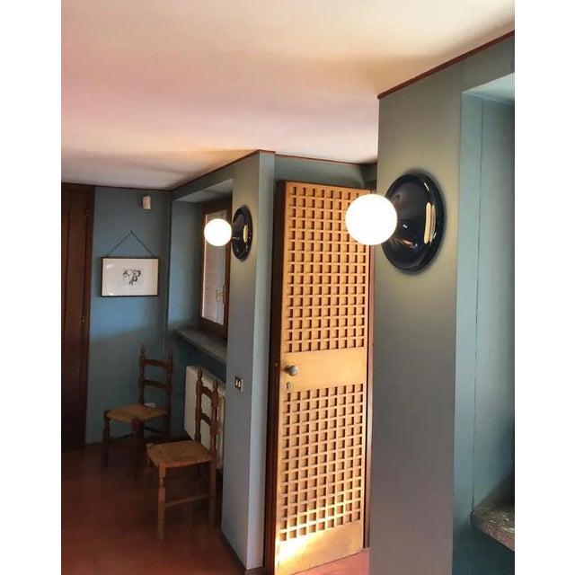 Metal Mid-Century Italian Blue Metal Light Ball Sconce by Achille Castiglioni for Flos, 1960s For Sale - Image 7 of 18